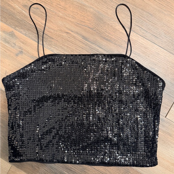 Piombo Tops - NEW PIOMBO Italian Sequin Black Cami Top Sz M